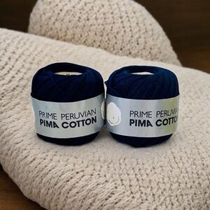 Lot of 2 Vintage Navy Blue PIMA COTTON Prime Peruvian Andean Yarns Knitting Yarn